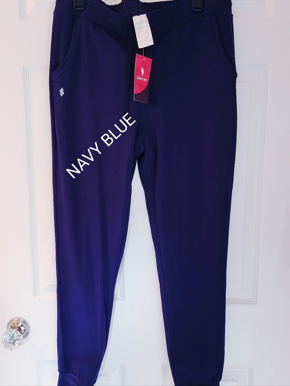 NWT- Santiny Navy Blue Cotton Joggers - XL